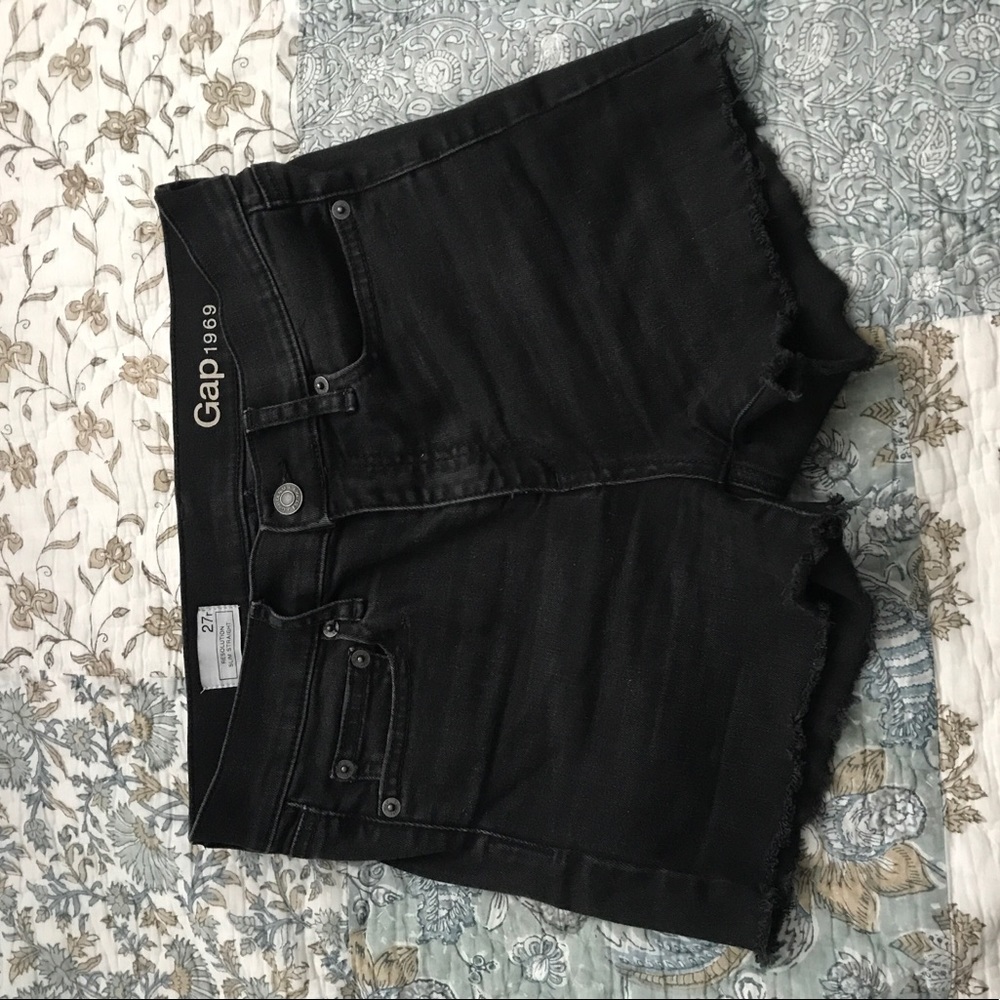Black denim cut off shorts